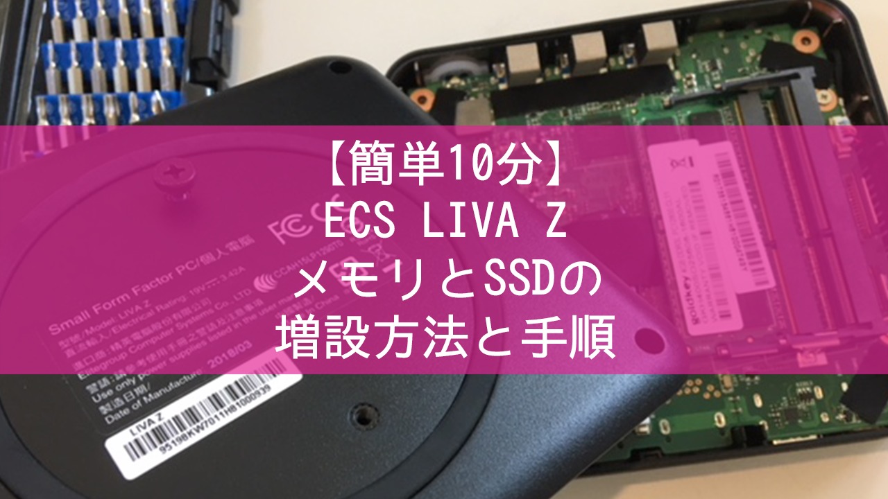 簡単10分】ECS LIVA ZのメモリとSSDの増設方法と手順【分解写真付き】